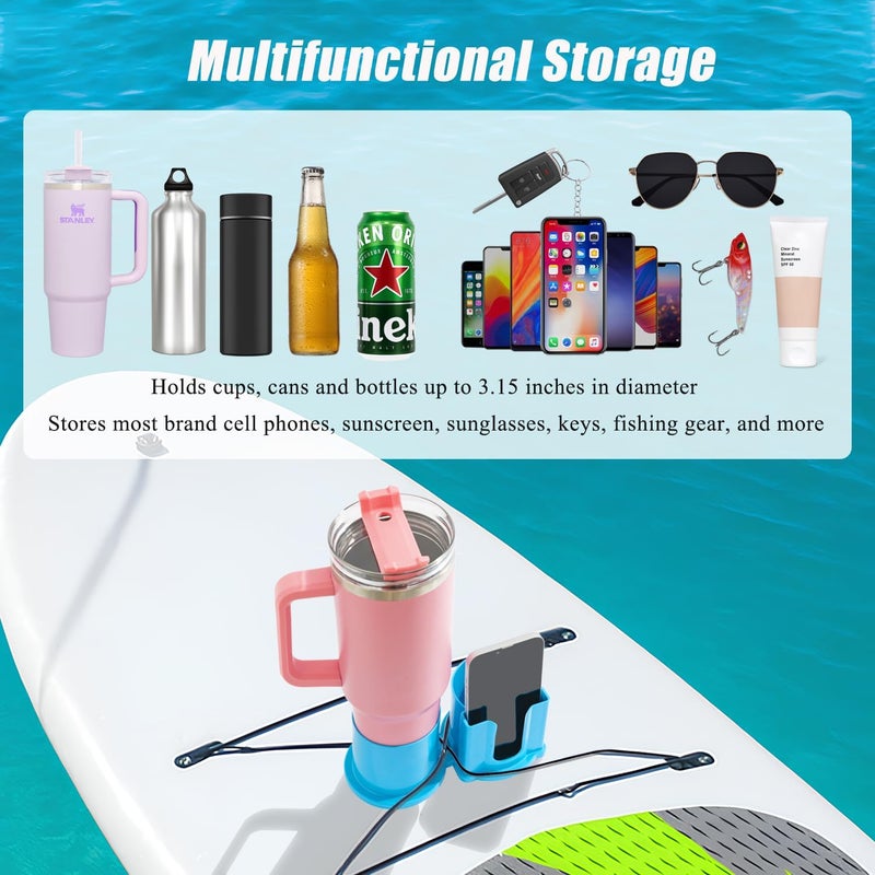 MOSZANDI Paddleboard Cup Holder, Kayak Drink Holder for Paddle Board Cup and Phone Holder, Sup Surfboards Canoes Kayak Paddle Board Accessories for Types of Cup Bottle Drink - Image 3